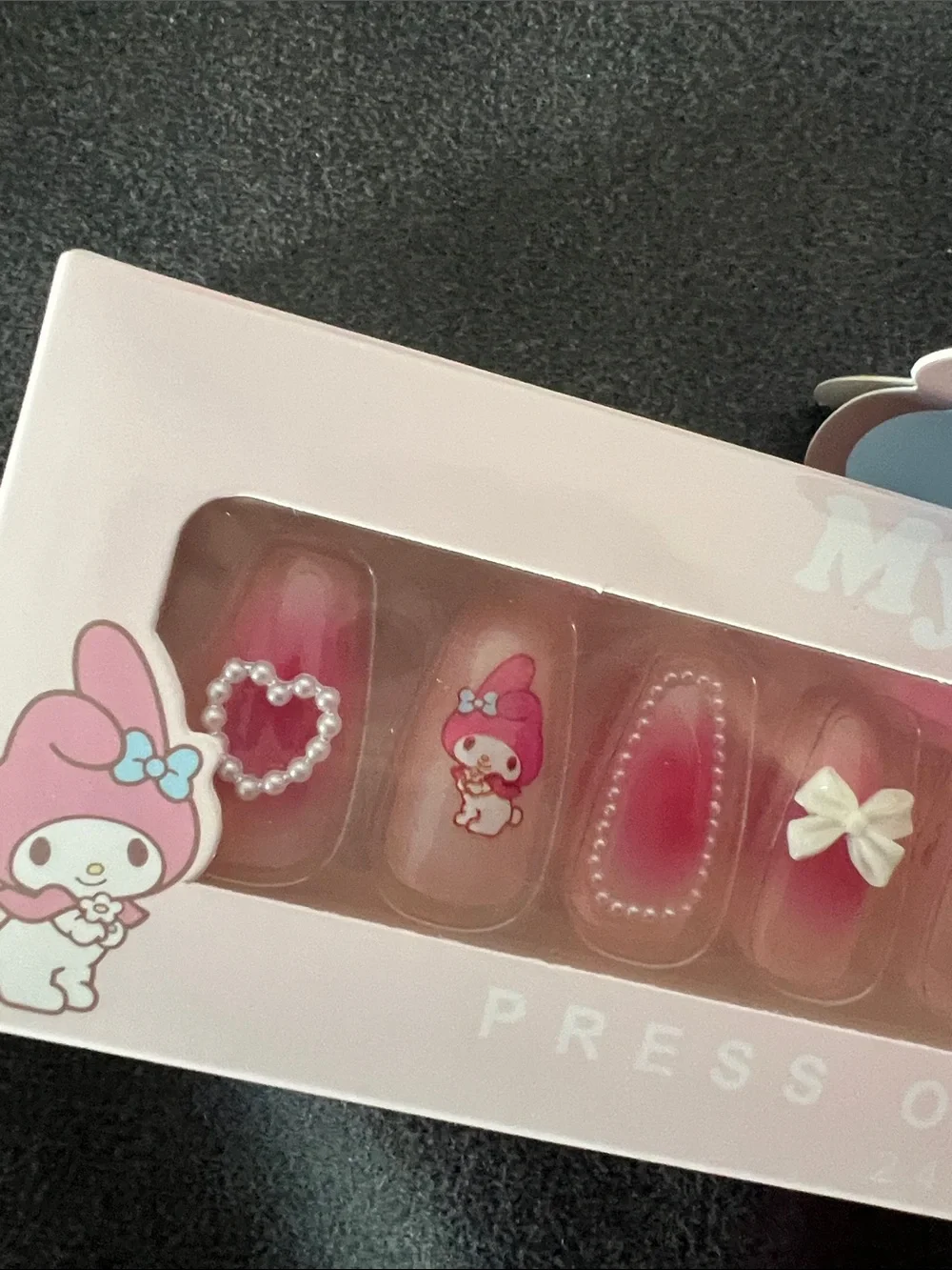 Hello Kitty My Melody Pink Press-On Nail Set with Bows & Hearts